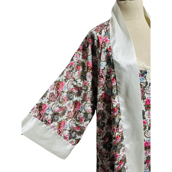 Vintage Victorias Secret Wemens One Size Floral Satin & Robe And Nightgown Set - Picture 2 of 10